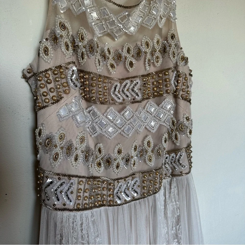 Marchesa NWT gown ivory cream white lace beaded dress - Picture 14 of 16